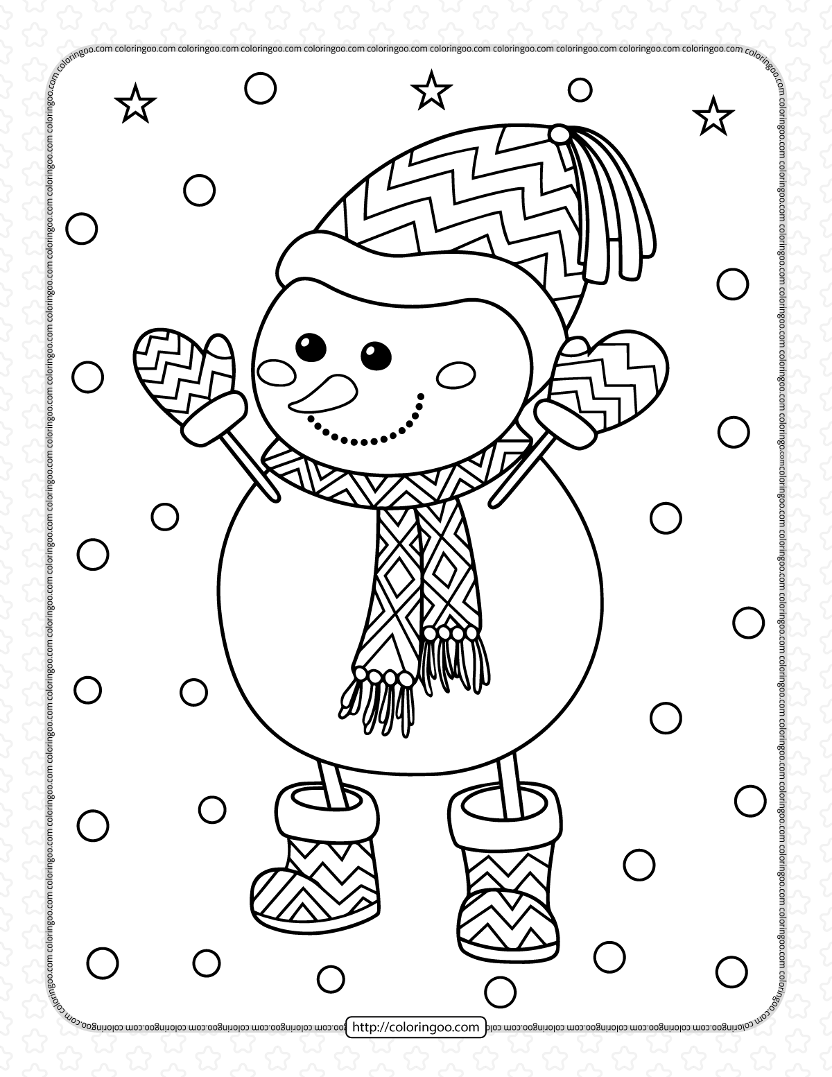 cute snowman in suit coloring page