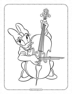 daisy duck plays the cello coloring page