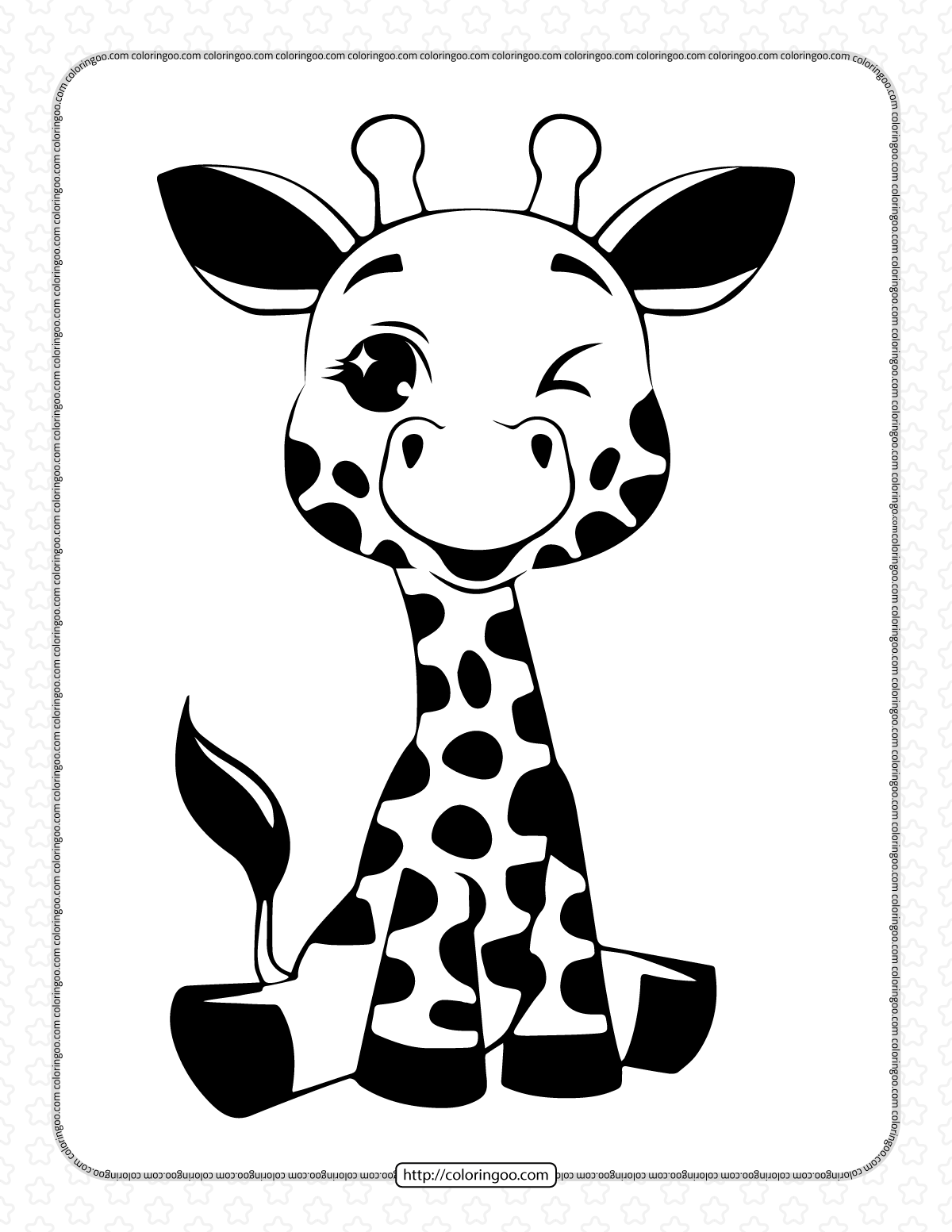 Free Printable Cute Giraffe Coloring Page