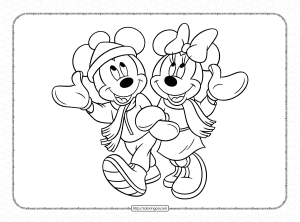 mickey and minnie walking arm in arm coloring page