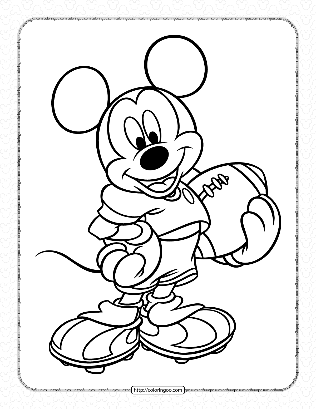 mickey mouse american football player coloring page