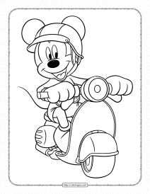 Mickey Mouse on a Scooter Coloring Page