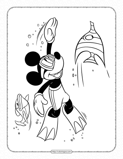 mickey mouse swiming coloring page