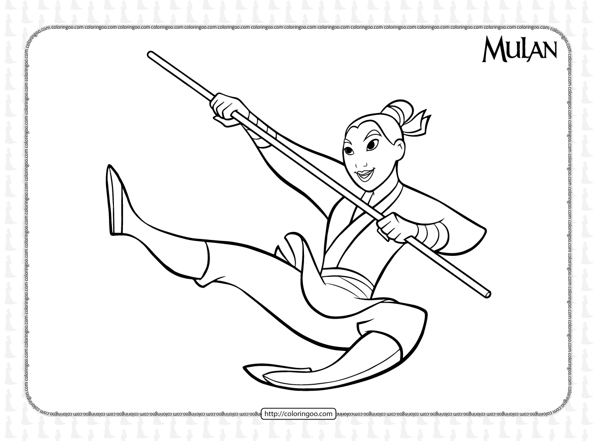 Mulan is Ready to Fight Coloring Page