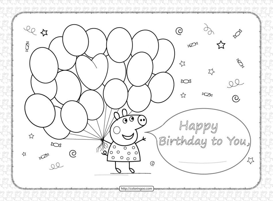 Peppa Pig Happy Birthday Coloring Pages - Free Printable Coloring Pages ...