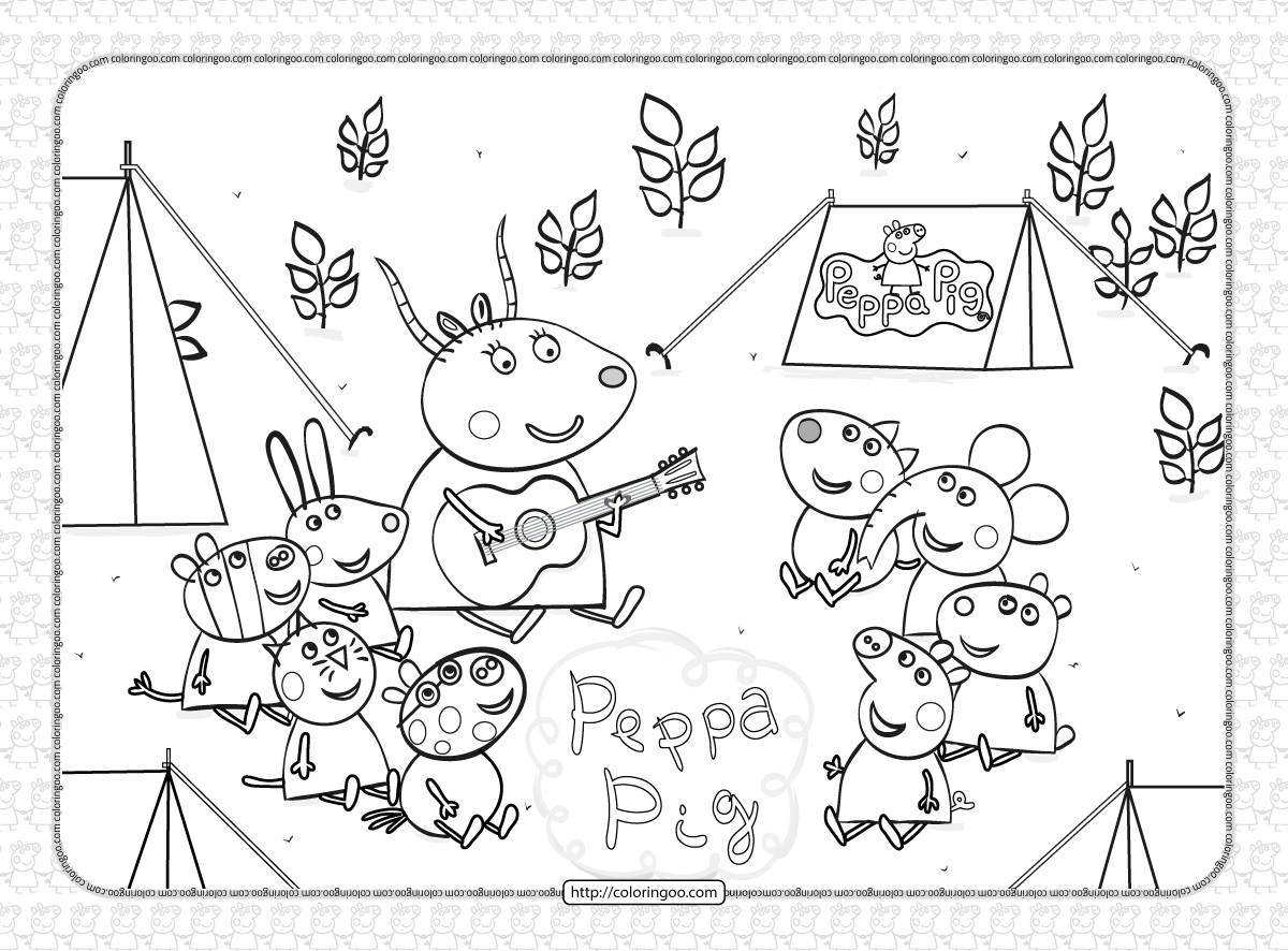 peppa pig school trip coloring page