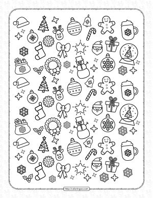printable christmas doodles coloring page