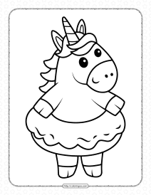 Unicorn in the Donut Coloring Page