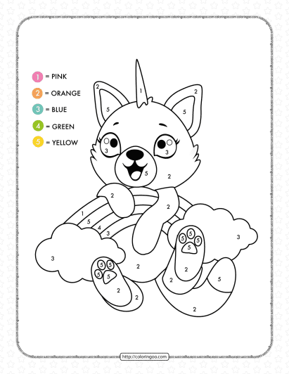 unicorn teddy bear color by number coloring page