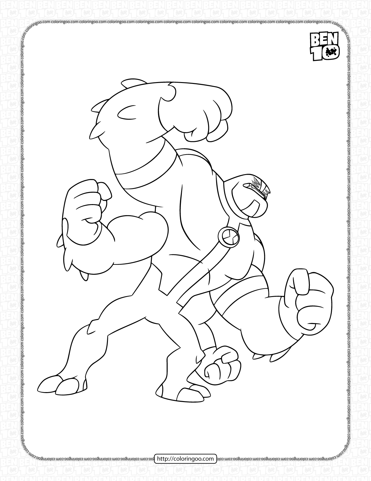 ben 10 four arms coloring page for kids