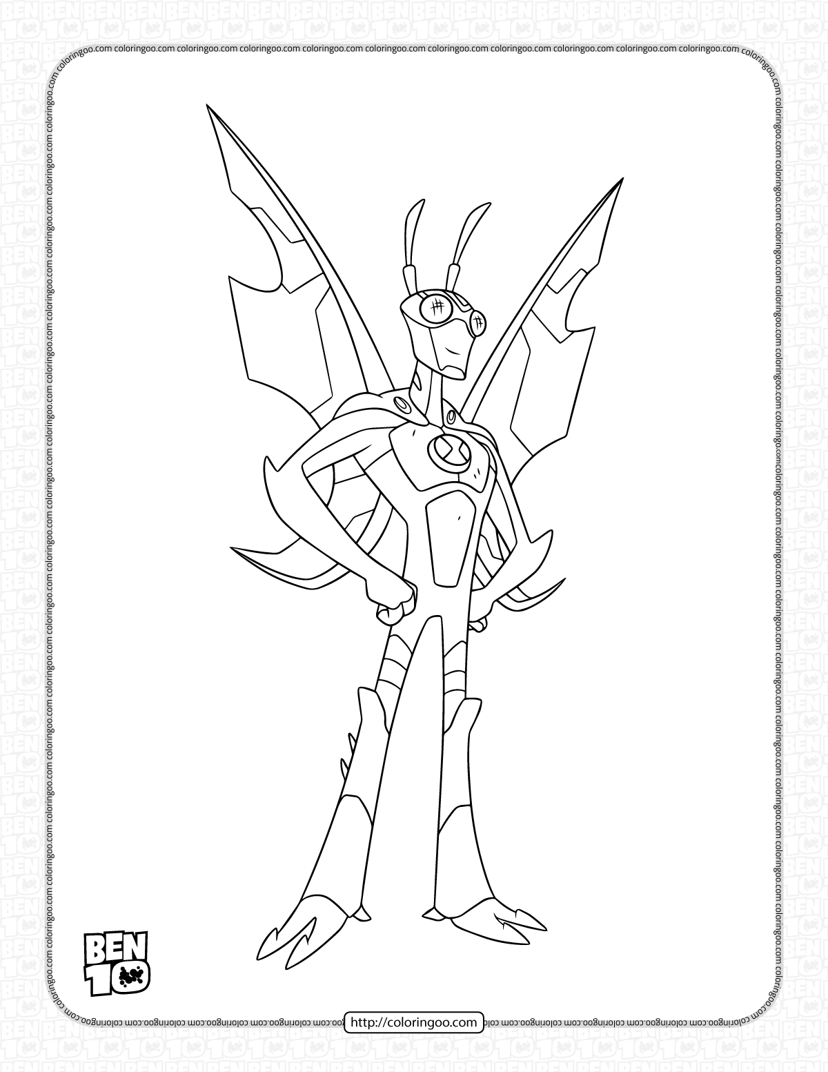 ben 10 ultimate big chill coloring page for kids