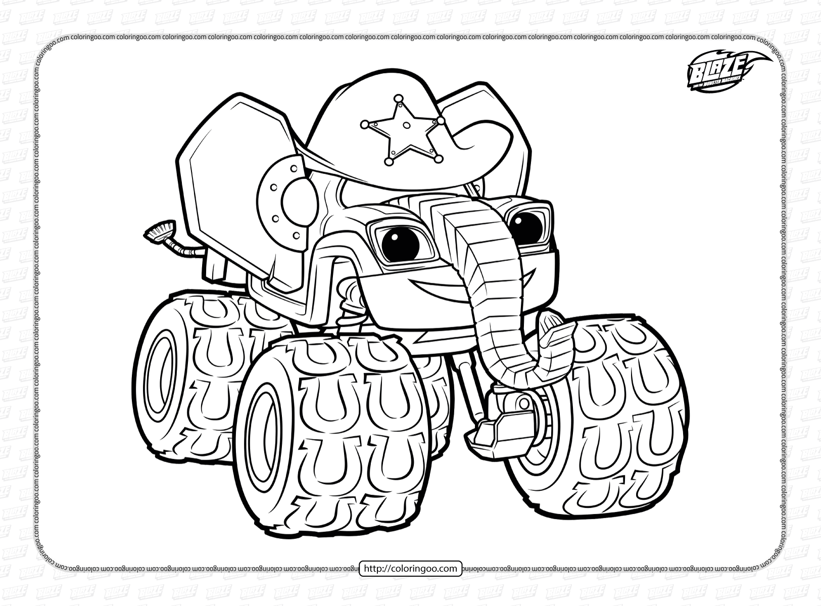 blaze and the monster machines bunk coloring page