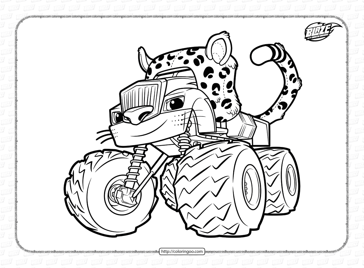 blaze turns into a leopard coloring page