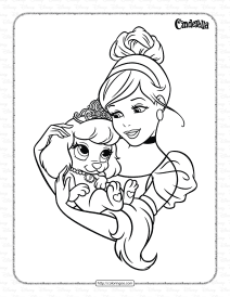 cinderella and her pet dog coloring page