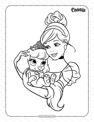 Cinderella and Her Pet Dog Coloring Page