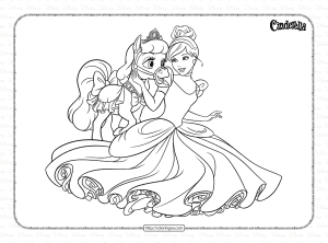 Cinderella and Her Pony Pet Coloring Page