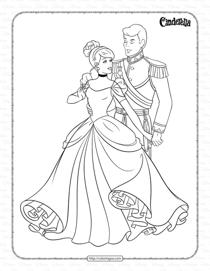 cinderella and prince charming coloring pages