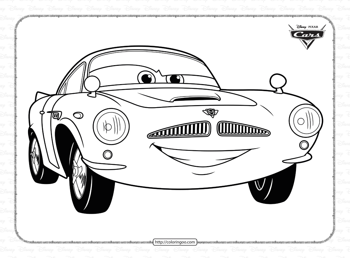 disney pixar cars finn mcmissile coloring page