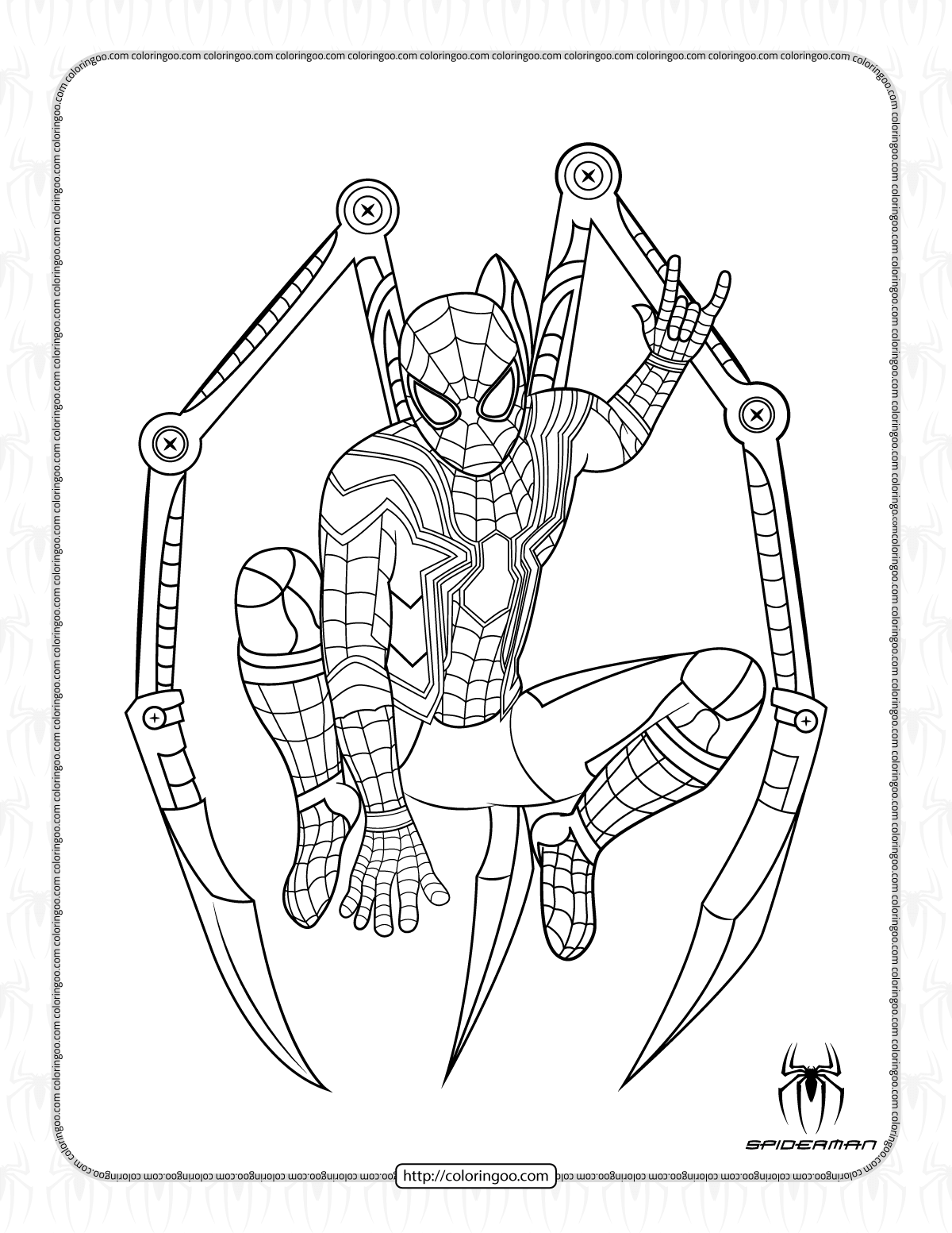 iron spider armor coloring pages for kids