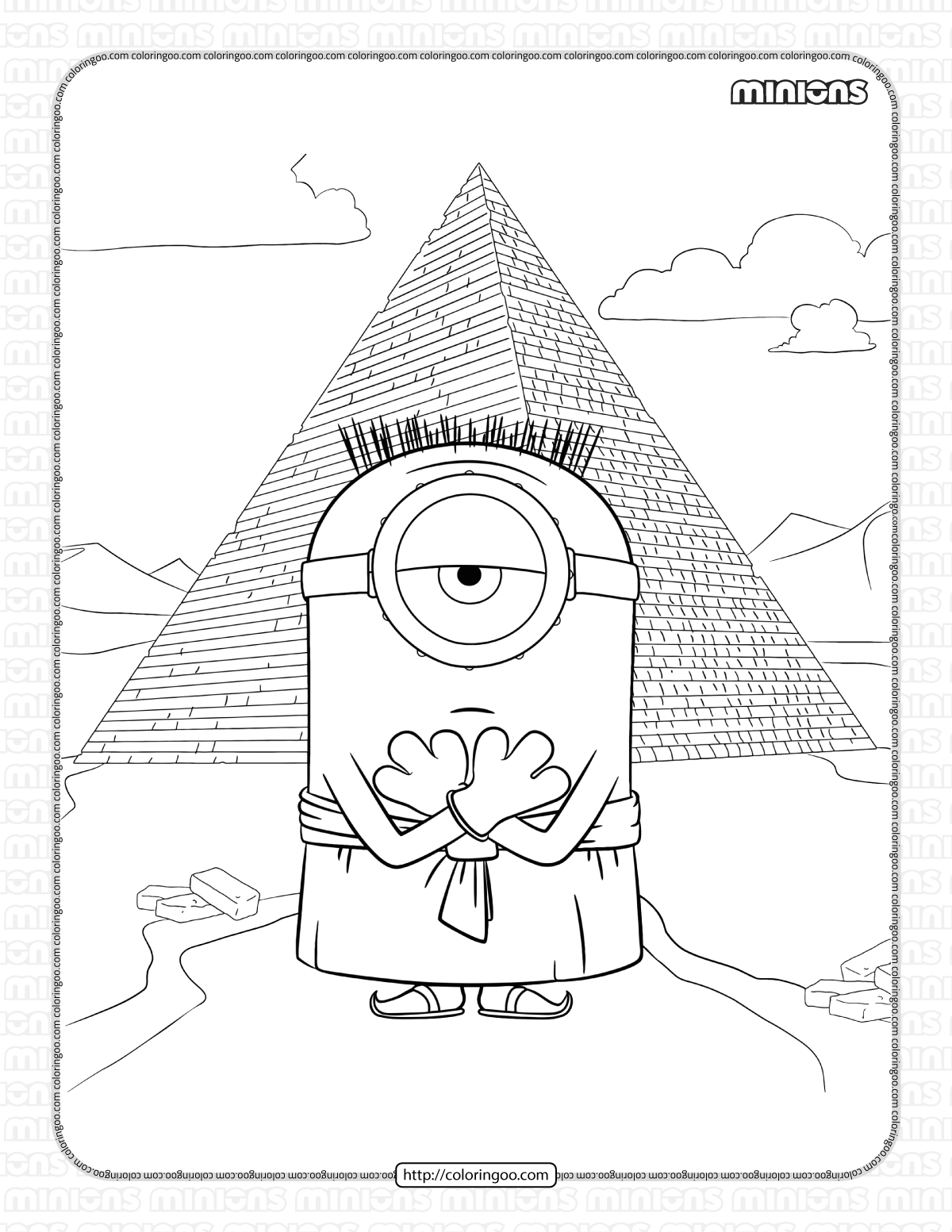 Minion Chris in the Egyption Pyramids Coloring Page