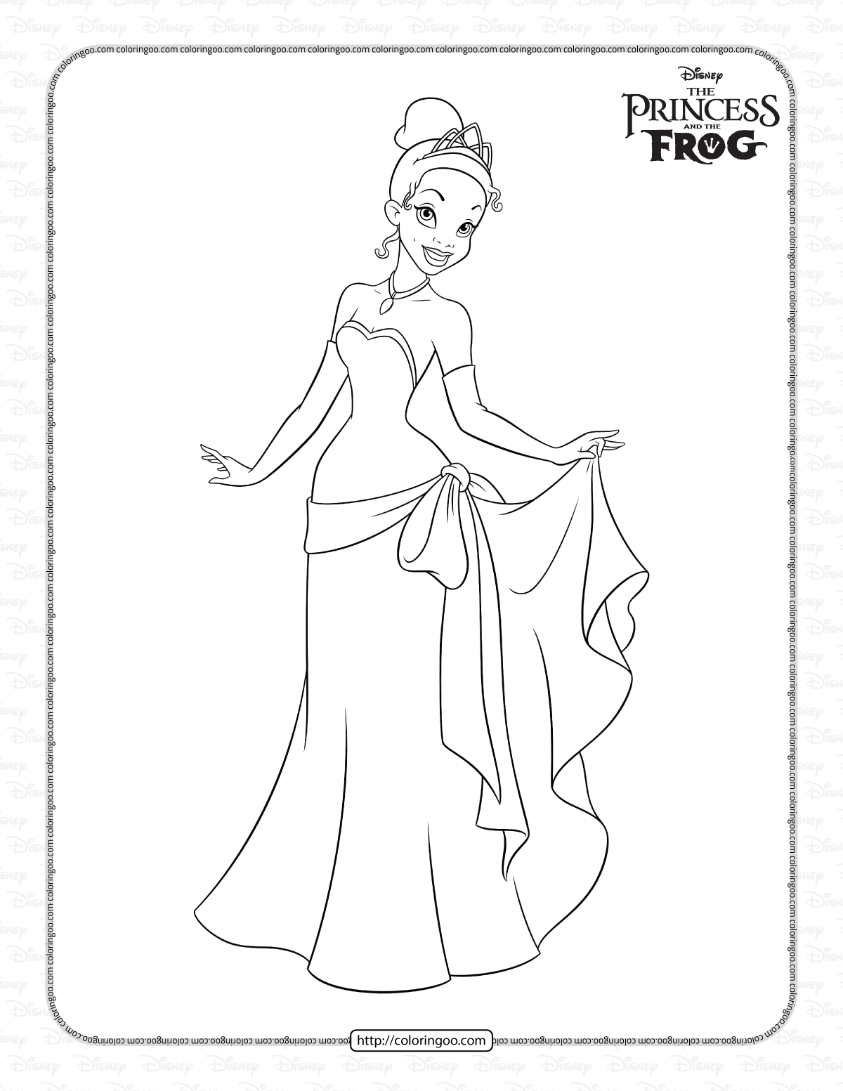 princess tiana coloring pages for kids