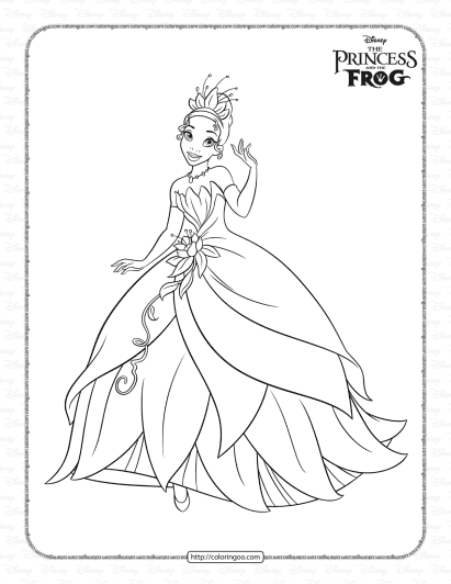 printable princess tiana coloring pages