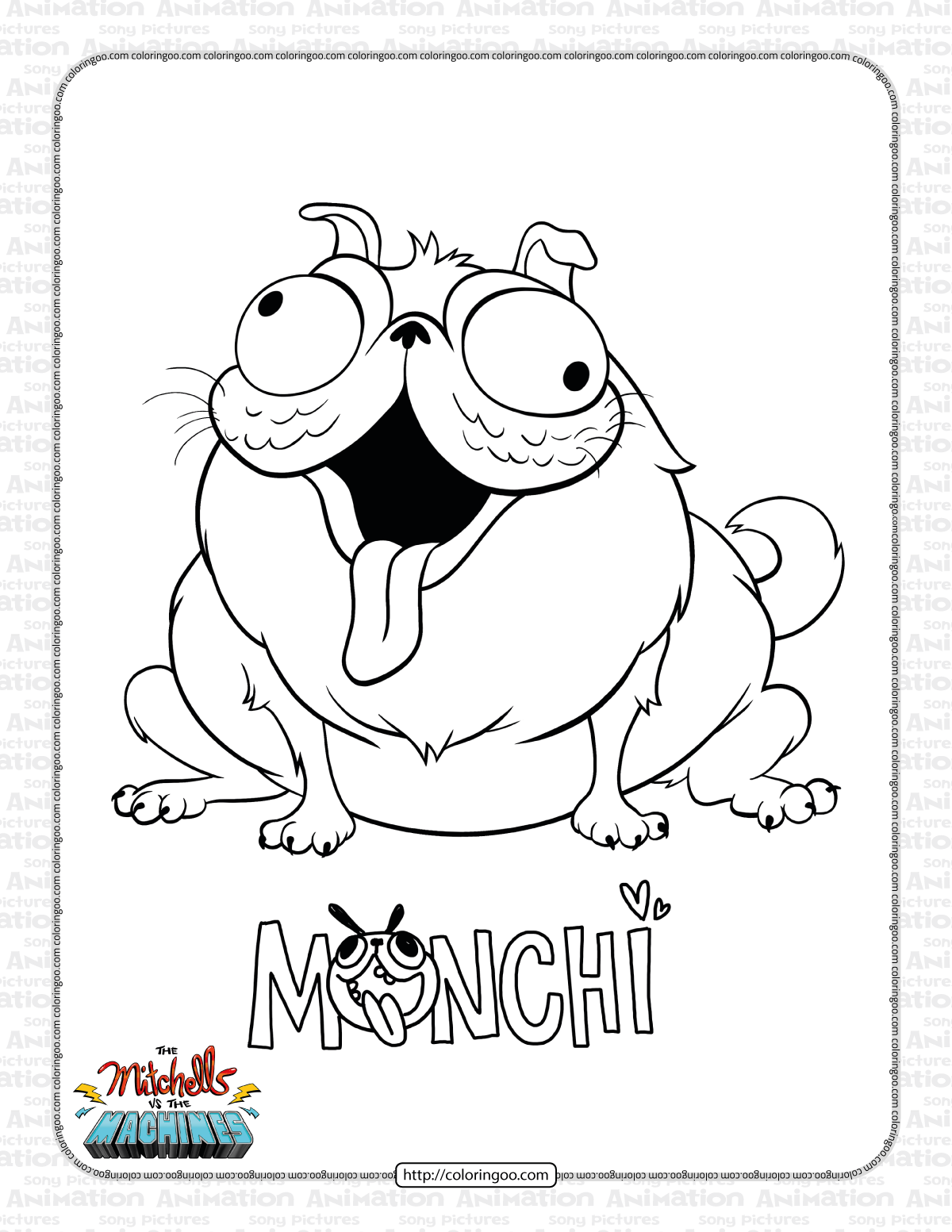 the mitchells vs the machines monchi coloring page