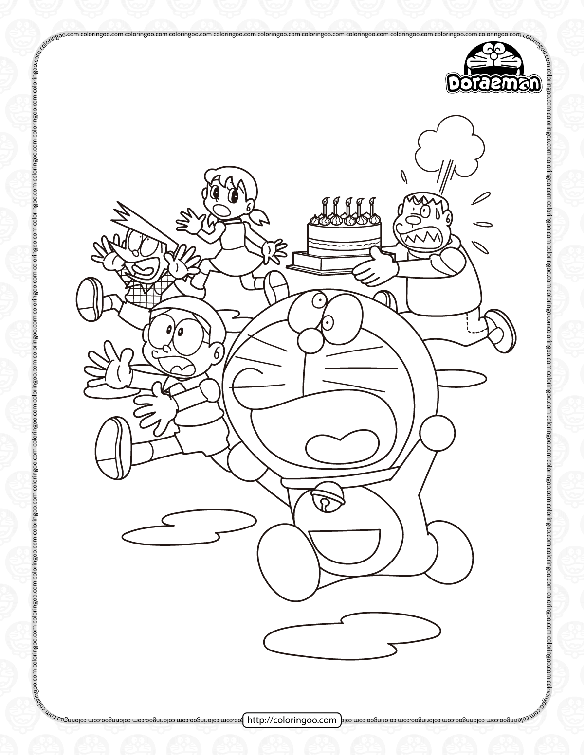 Angry Takeshi and Friends Coloring Page