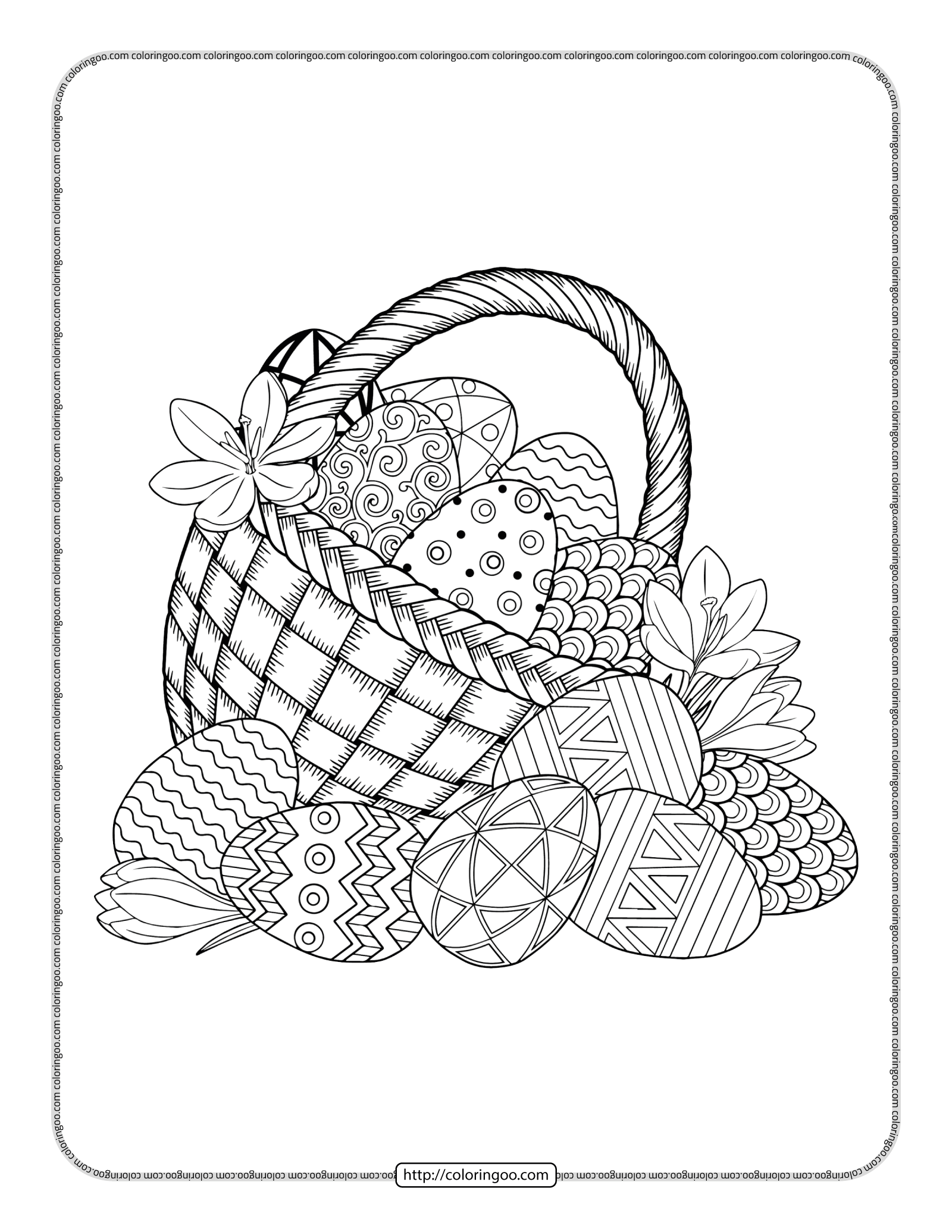 basket full of easter eggs coloring page