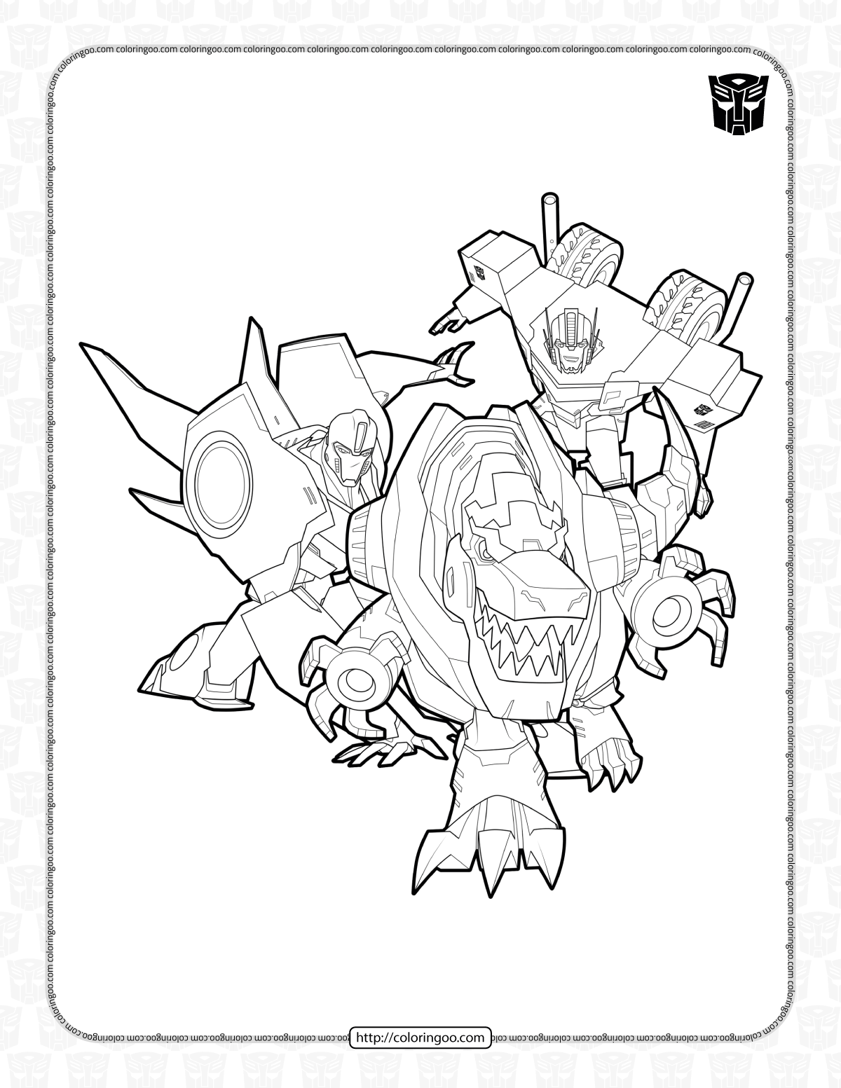 bumblebee grimlock and optimus prime coloring pages