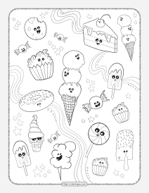 dessert doodle pdf coloring page