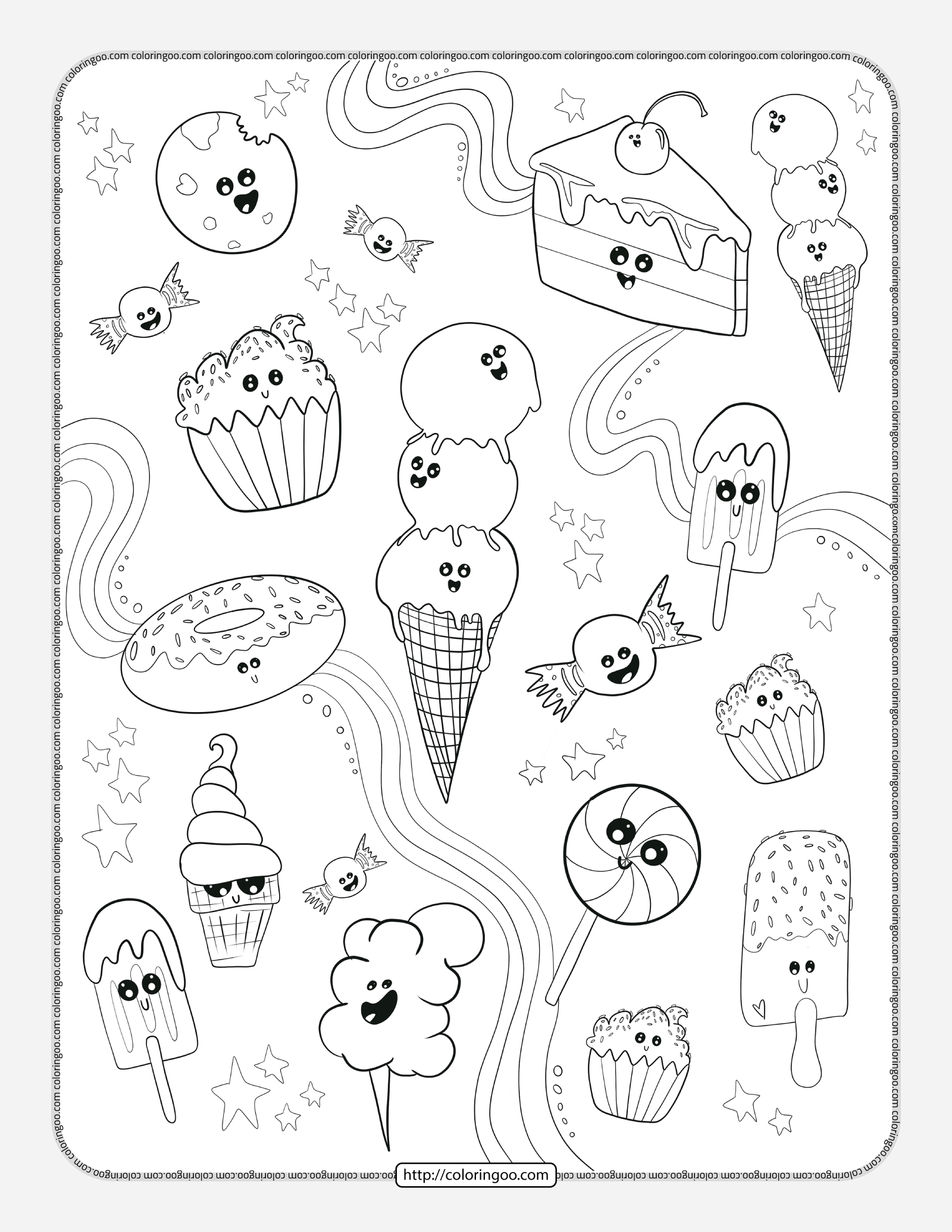 dessert doodle pdf coloring page