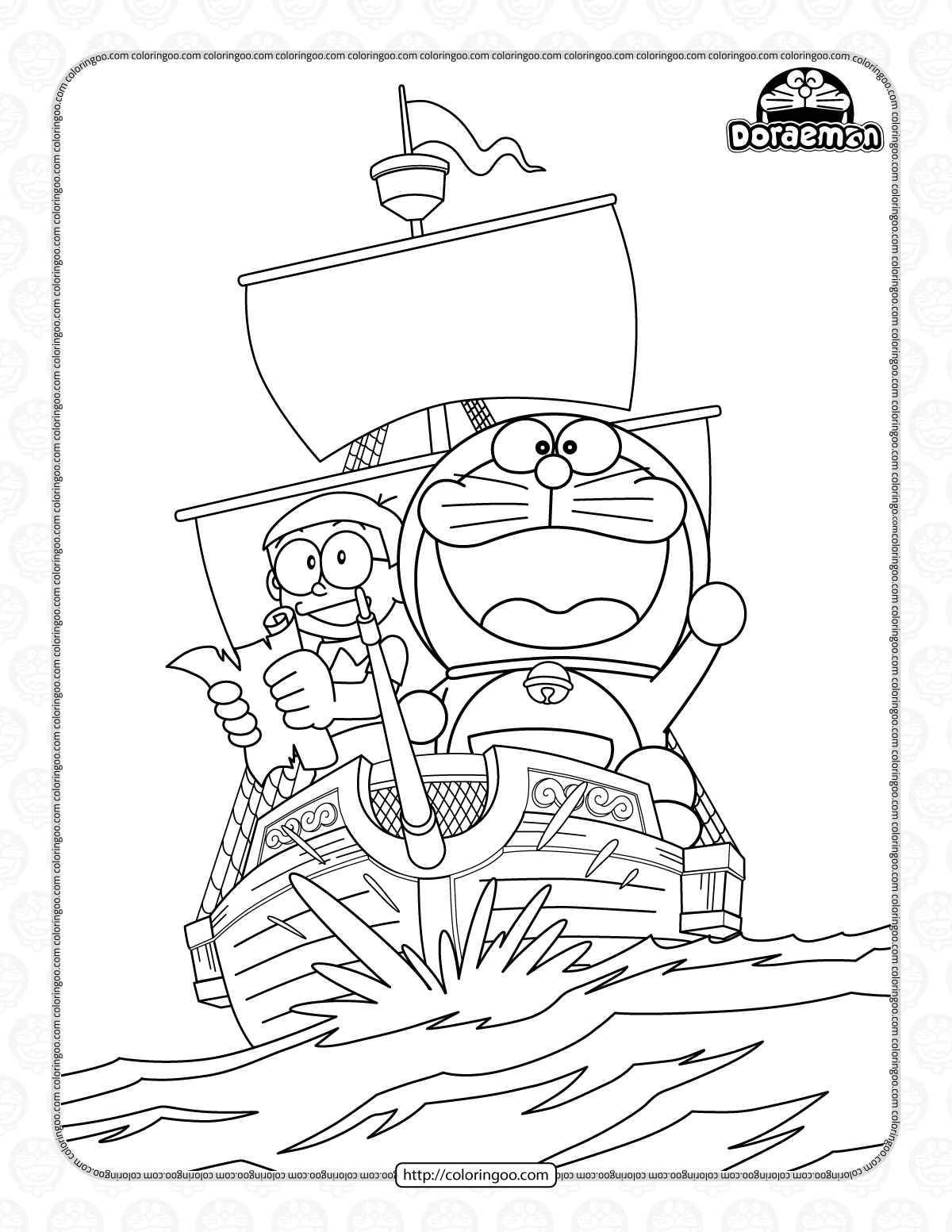 doraemon and nobita sea adventure coloring page