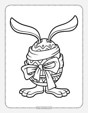easter egg with bunny ears coloring page