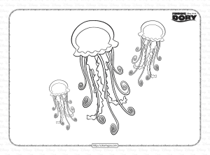 finding dory jellyfish coloring page