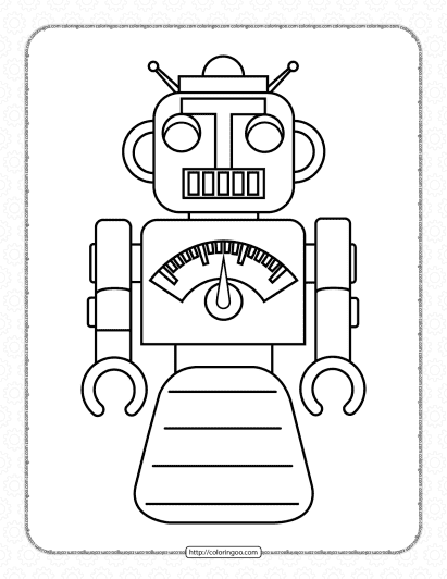 free printable robot pdf coloring page