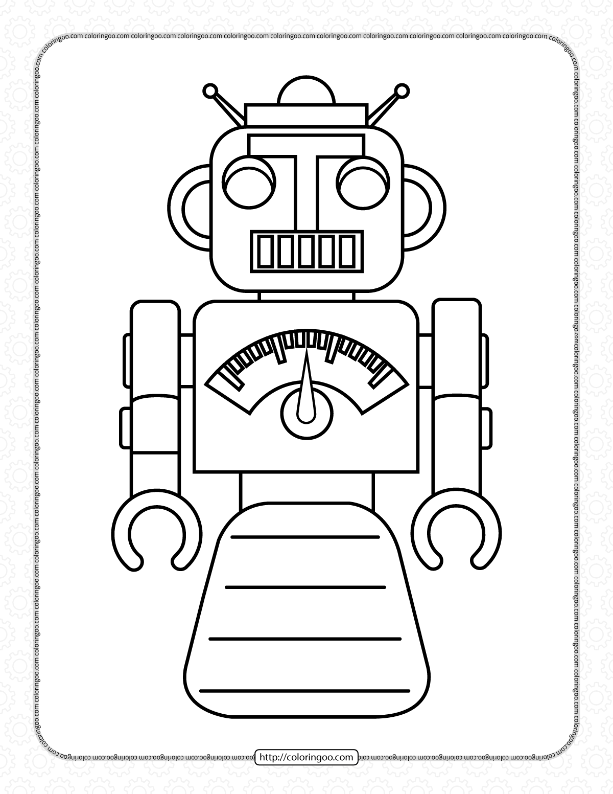 free printable robot pdf coloring page