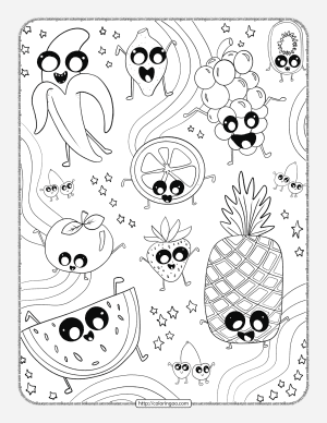 Fruits Doodle Pdf Coloring Page