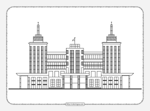 high school building coloring page