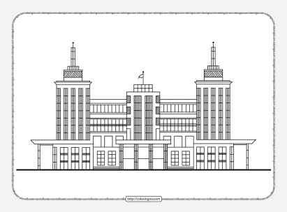 high school building coloring page