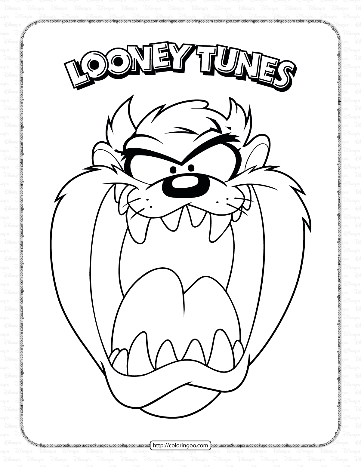 looney tunes tasmanian devil head coloring page