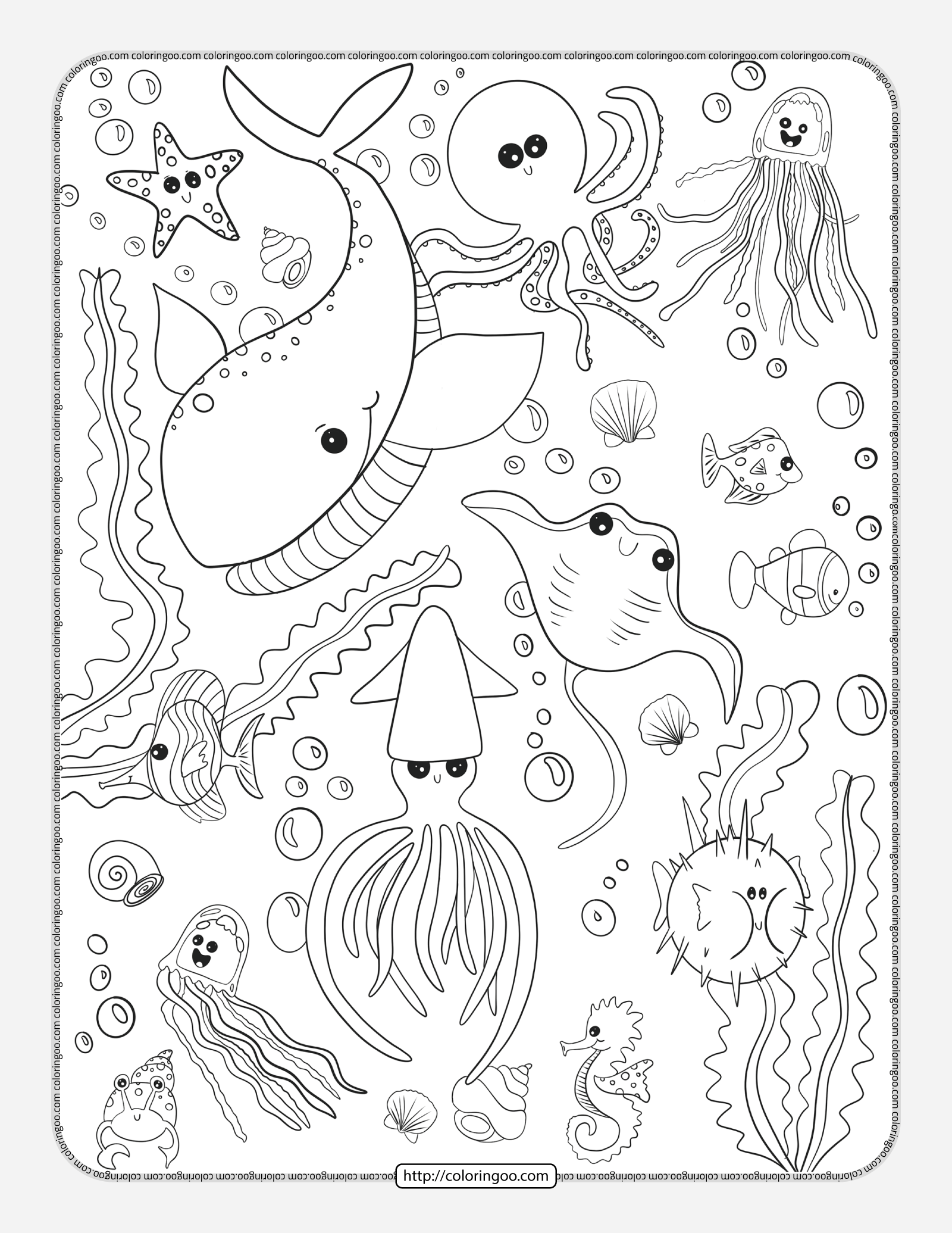 ocean doodle pdf coloring page