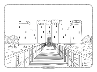 printable bodiam castle pdf coloring page