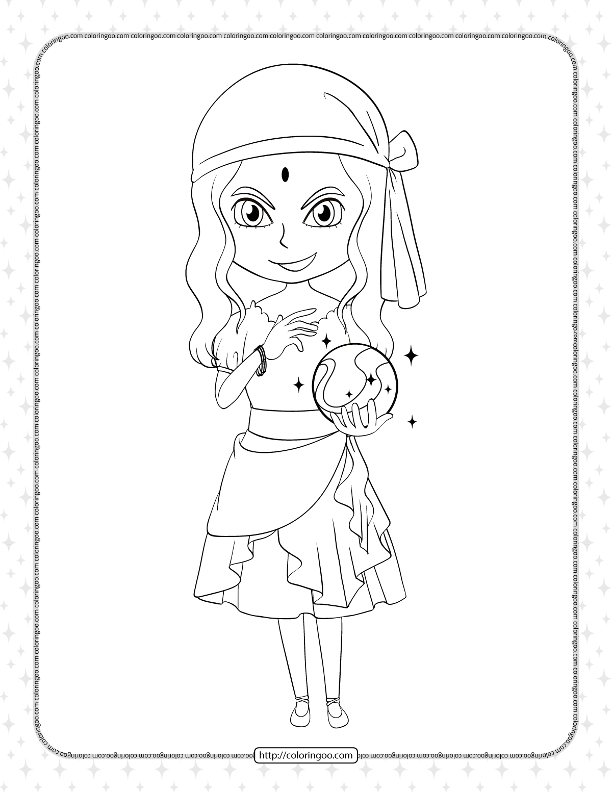 printable clairvoyant girl coloring page