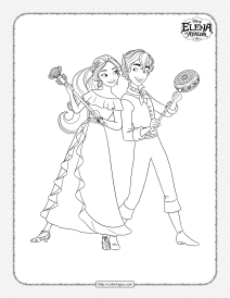 printable elena and meteo dancing coloring page