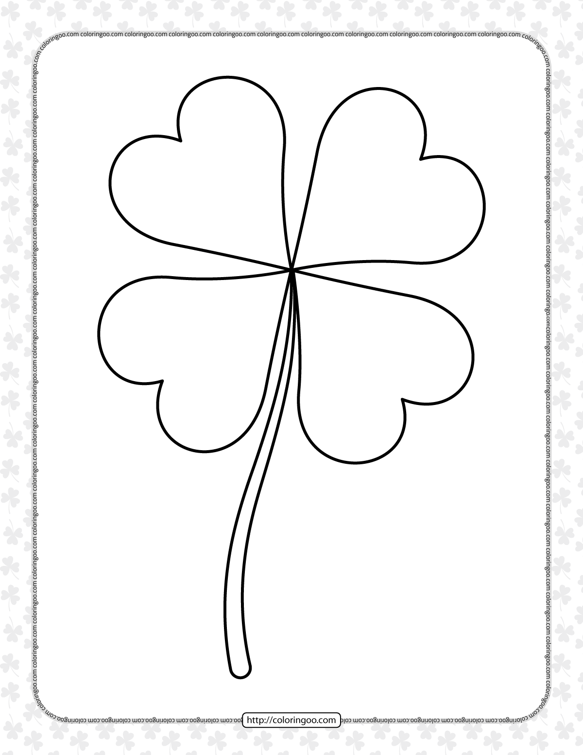 printable four 4 leaf clover coloring sheet