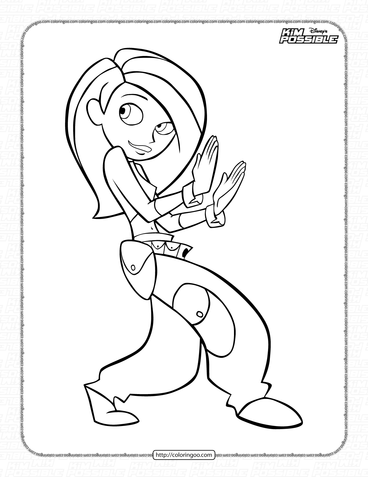 printable kim possible pdf coloring pages