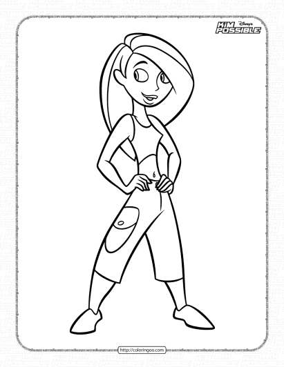 printable kim possible pdf coloring sheet