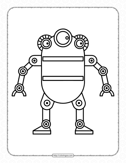 printable strange robot coloring sheet