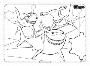 sharks chum bruce and anchor coloring page